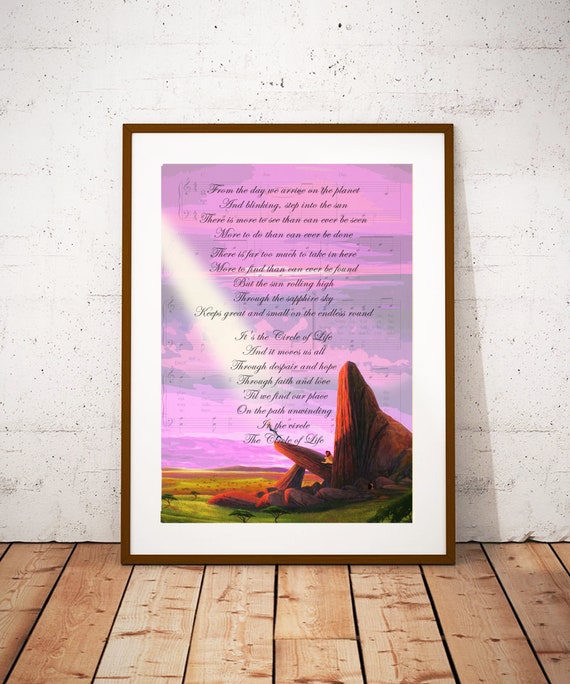 Disney Lion King Circle Of Life Lyrics Wall Art Print Etsy Australia