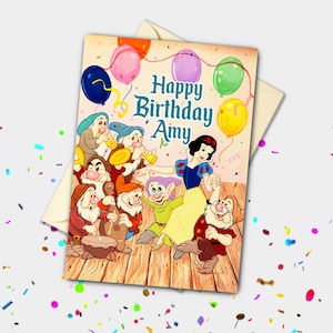Carte personnalisée Blanche neige et les sept nains
