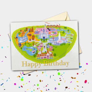 Carte de fête d'anniversaire avec carte animée Disneyland
