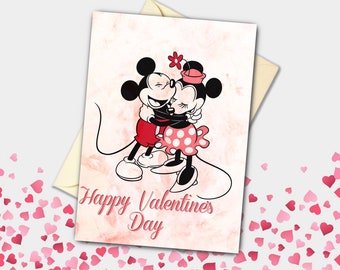 Mickey and Minnie Hug Valentine&#39;s Day Card | Celebration, Engagement, Proposal Greetings Card