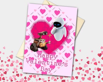WALL-E & EVE Valentine&#39;s Day Card | Celebration, Engagement, Proposal Greetings Card | Celebration, Engagement, Proposal Greetings Card