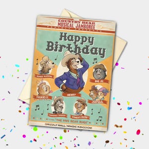 Carte personnalisée de célébration d'anniversaire d'ours de pays de Magic Kingdom