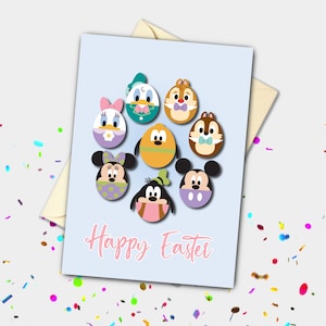 Cartão de Páscoa personalizado do Mickey e amigos Egg-tastic | Cartão de felicitações de feriado e celebração