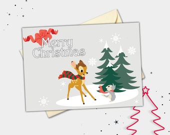 Bambi & Thumper Personalised Christmas Card