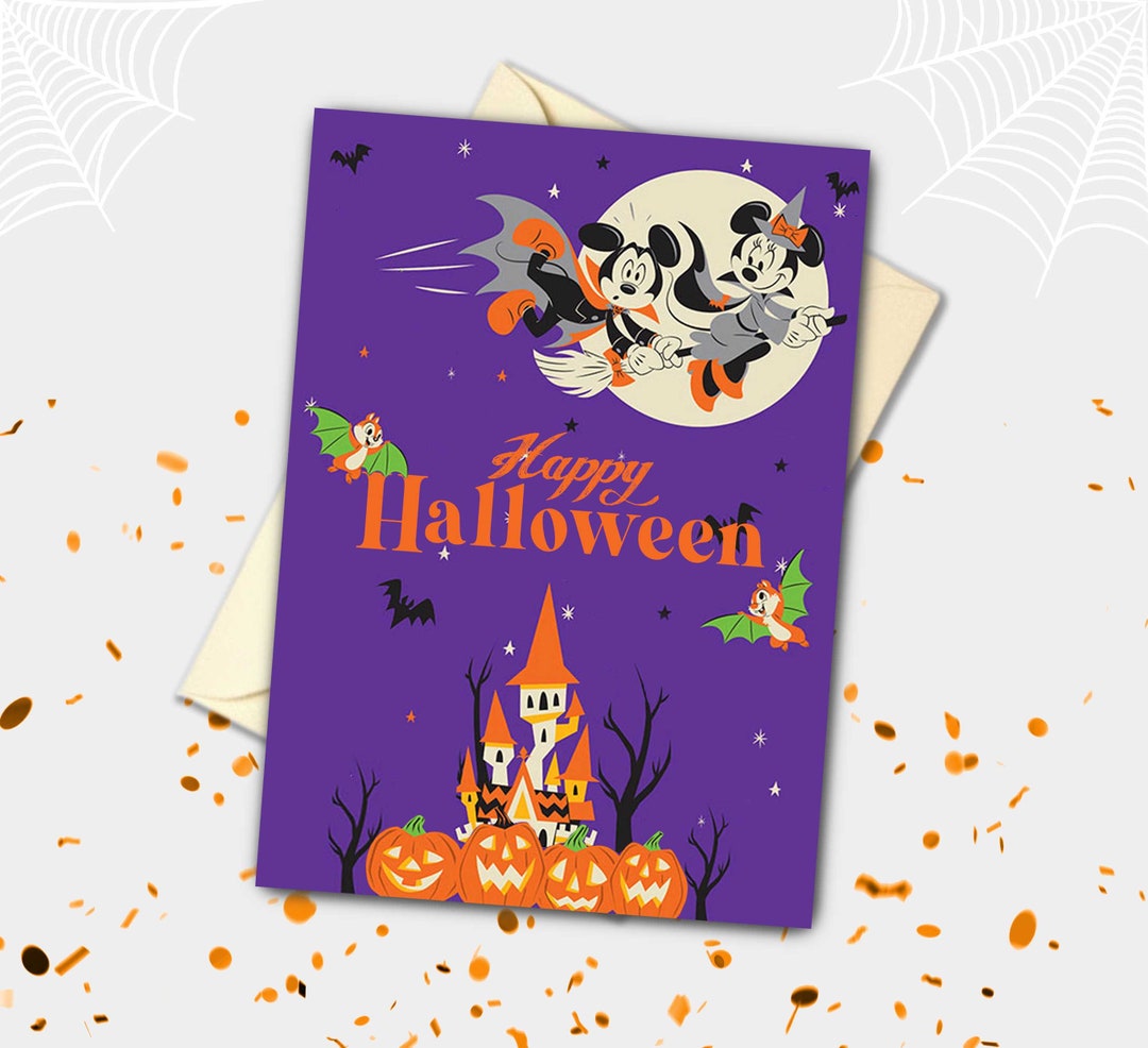 Mickey and Minnie Halloween Card Etsy