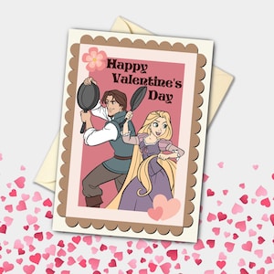 Rapunzel e Flynn Rider Biglietto di San Valentino / Celebrazione, Fidanzamento, Proposta di matrimonio Biglietto di auguri
