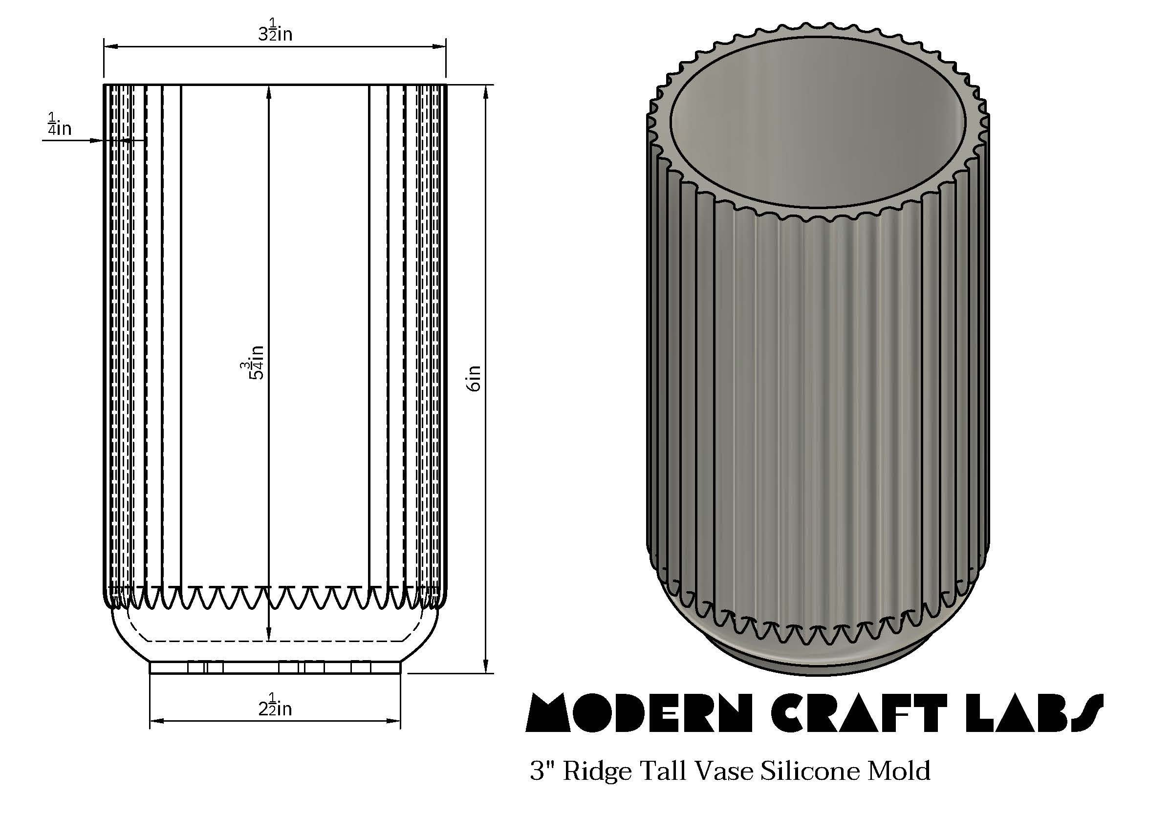 3 Ridge Tall Silicone Vase Mold Etsy