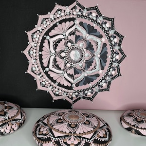 Mandala sur toile, Mandala, Toile, Cadeau, Mariage, Anniversaire, Or rose, Toile peinte à la main, Dot Art, Mandala Acrylique