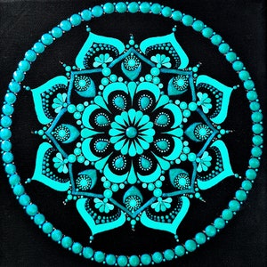 Mandala sur toile, Mandala, Toile, Cadeau, Mariage, Anniversaire, Or rose, Toile peinte à la main, Dot Art, Acrylique sur toile