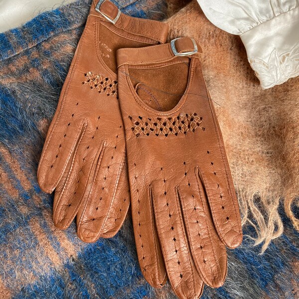 Vintage Italian Driving Gloves, Italian Leather Gloves, Size S/M