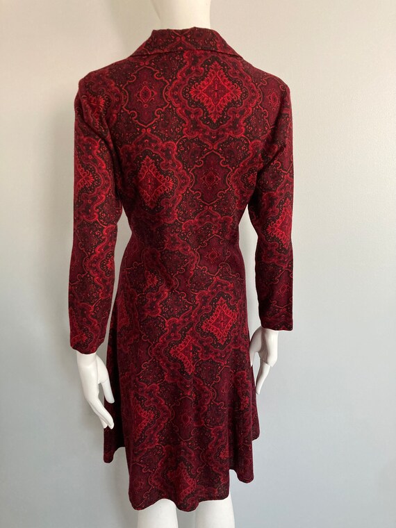 70s Does 40s Lightweight Wool Dress, Size S - image 8