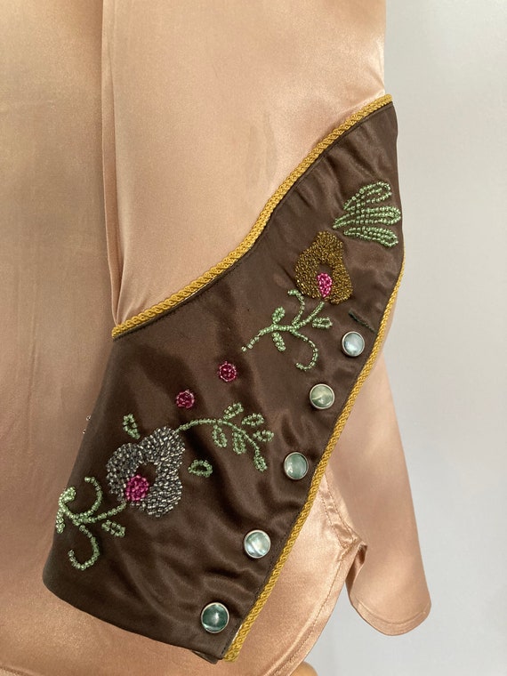 1940/50s Beaded Embroidered Satin Western Shirt, … - image 4