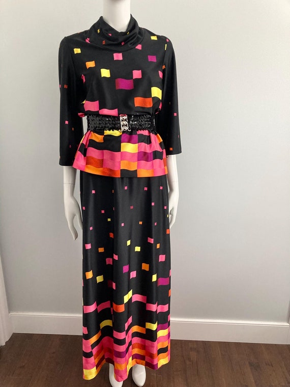 Conjunto de saia e top dos anos 80, tamanho S, roupa dos anos 80