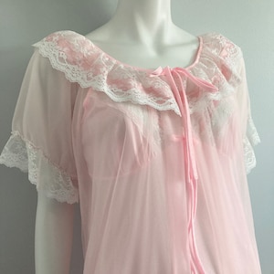 Sweet & Sexy Peignoir Set, Size M, Pink Peignoir Set, Boudoir Lingerie, Filmy Nightie And Jacket Set, Vintage Lingerie