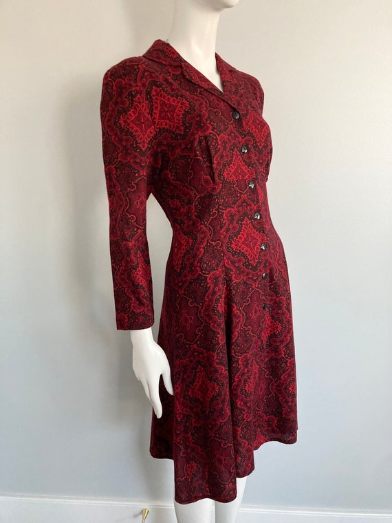 70s Does 40s Lightweight Wool Dress, Size S - image 6