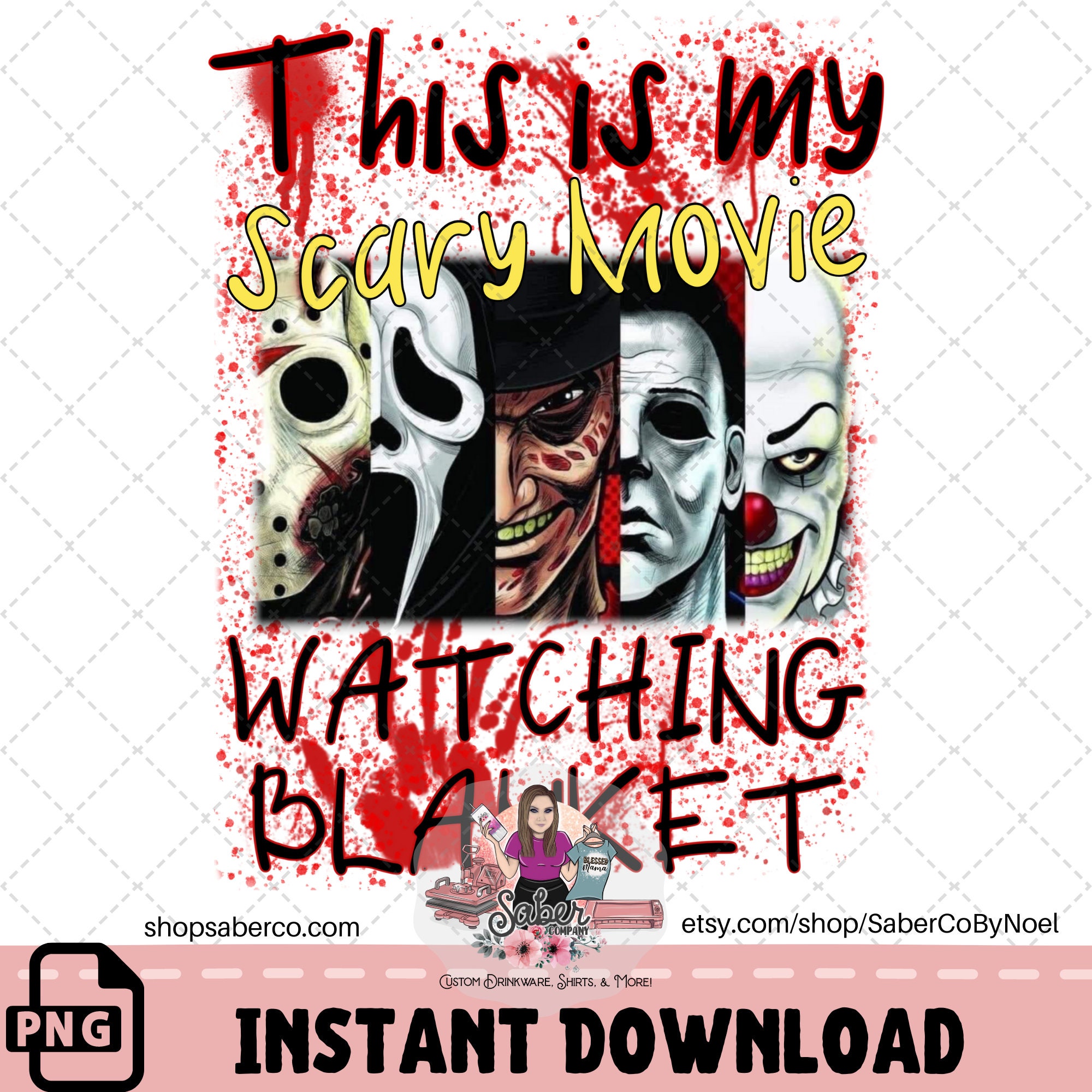 This is my Scary Movie watching blanket Sublimation Transfer Etsy