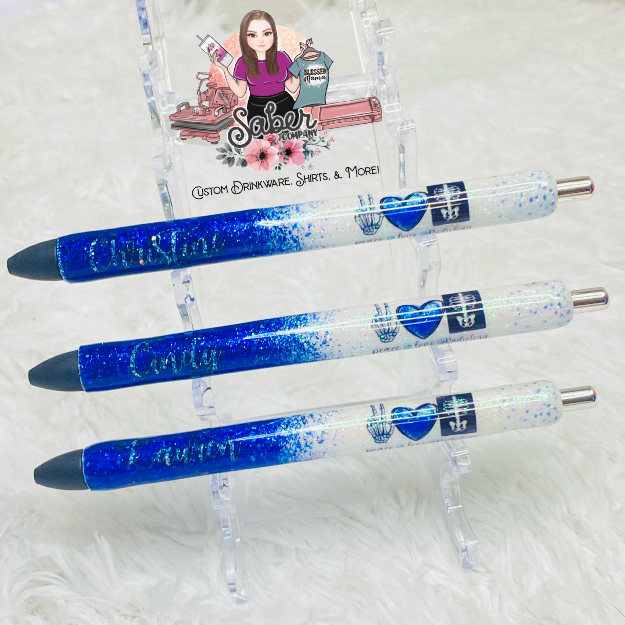 Custom Glitter Resin Pens epoxy monogram name inkjoy gel Etsy