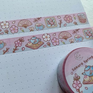 Sakura Spring Washi Tape - niedlich, kawaii, japan, japanisch, Kirschblüte, Blume, Blumen, Japan, Kalender, Planer, dekoratives Klebeband