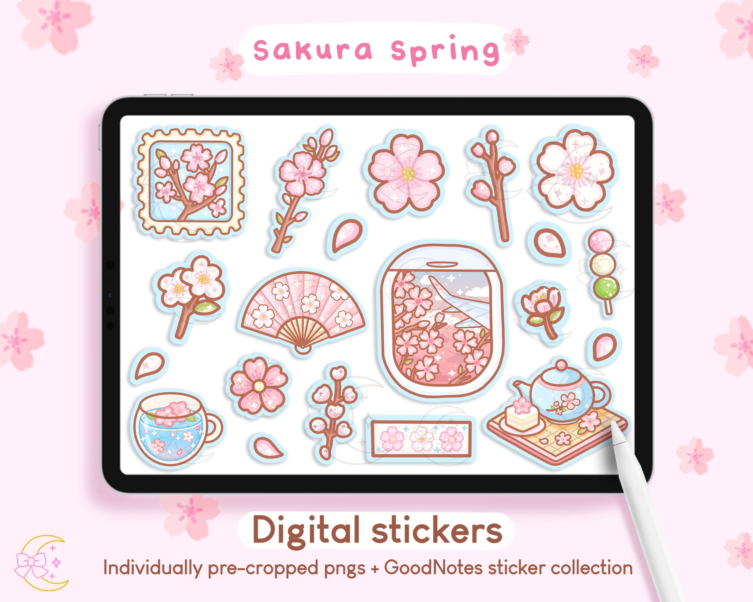 Sakura Spring Stickers | Goodnotes Digital Planner Cute Kawaii
