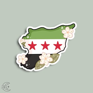 Pegatinas con la bandera de Siria, mapa y flores de jazmín, bandera de la libertad, revolución siria, pegatinas para fundas de teléfono, portátiles, botellas de agua