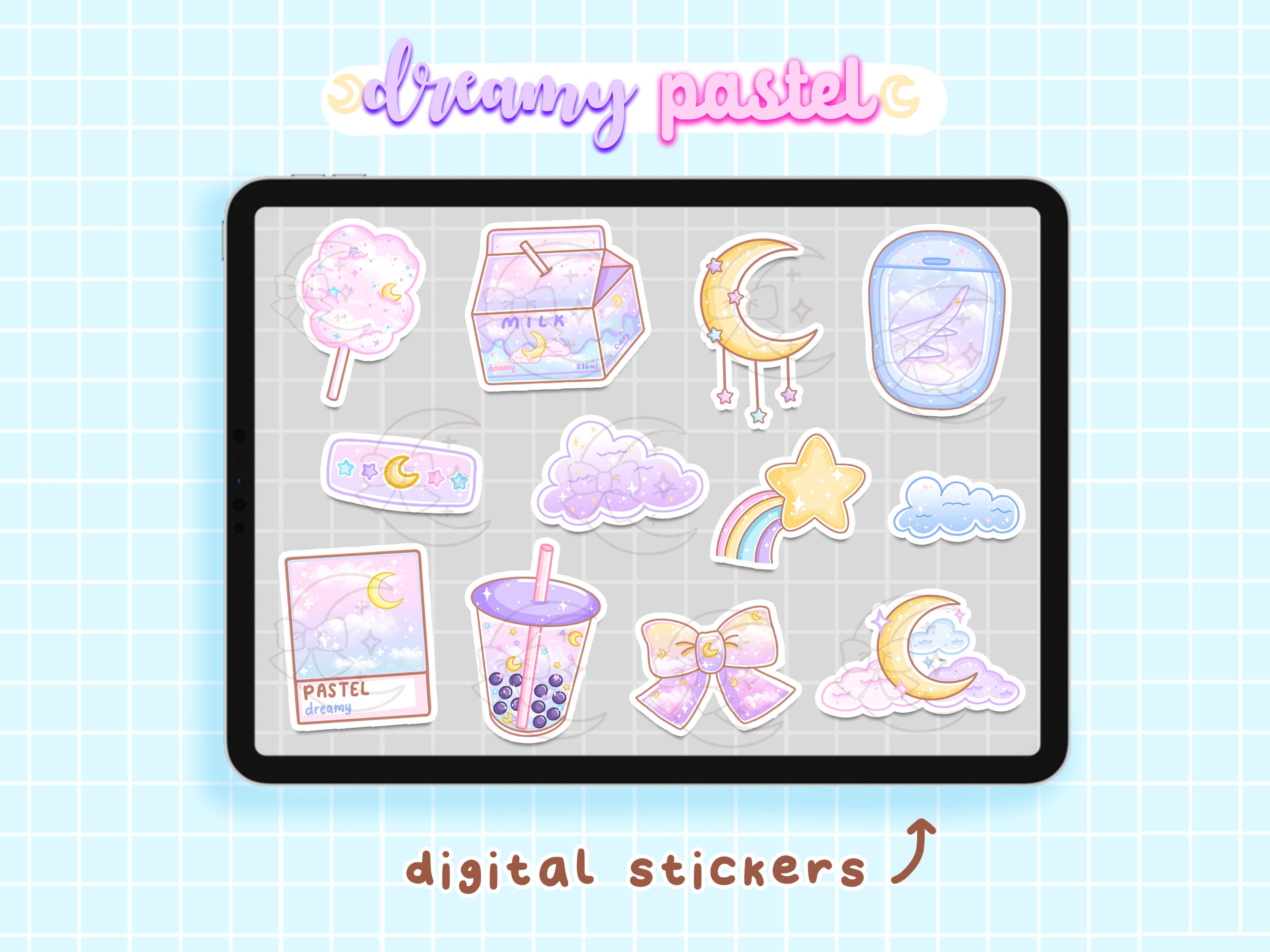 Dreamy Pastel Digital Sticker Pack Digital Planner Journal - Etsy