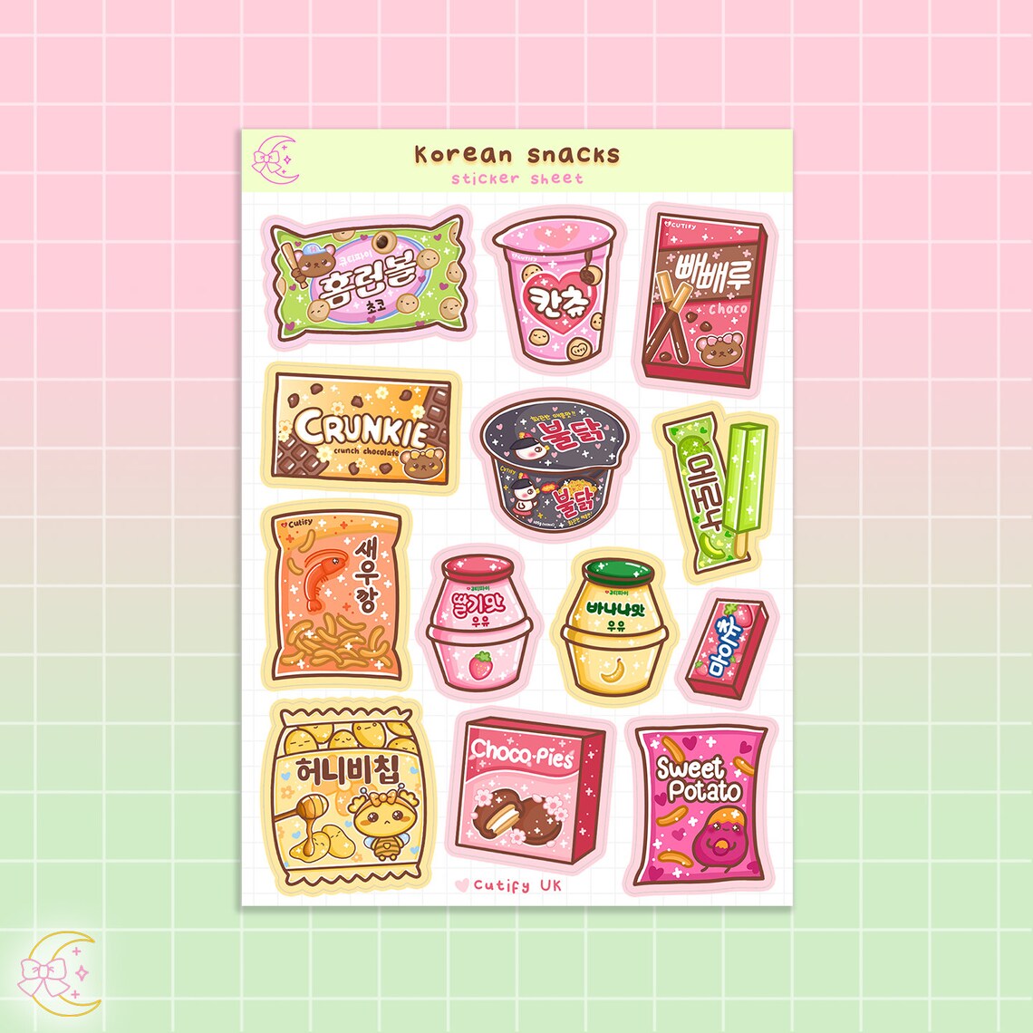 Korean Snacks Sticker Sheet - Cute, Asian Snacks, Kawaii, Korea Food ...