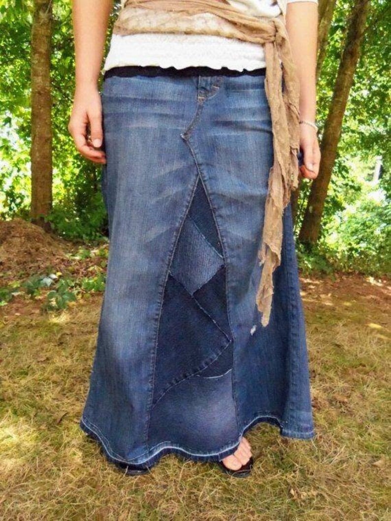 Womens Long DARK Denim Skirt Perfect for Valentines Day or | Etsy