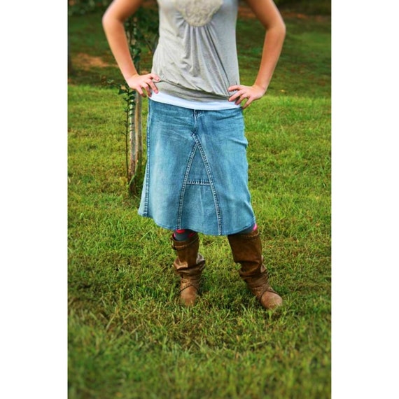 Buy > modest knee length jean skirts > in stock