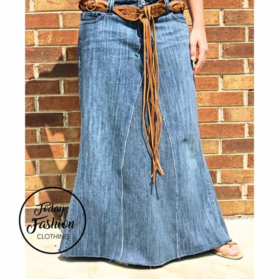 plus size maxi jean skirts