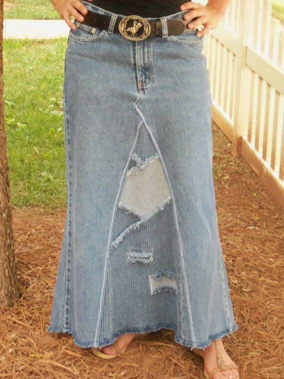 Womens Western Long Denim Skirt Perfect Valentines Day or | Etsy