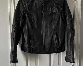90s Vintage Harley Davidson Women's Black Leather Safari