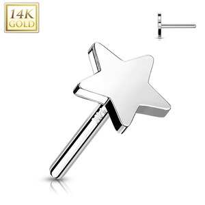 14K massief gouden ster threadless top voor neus, lip philtrum, conch, oor kraakbeen piercing