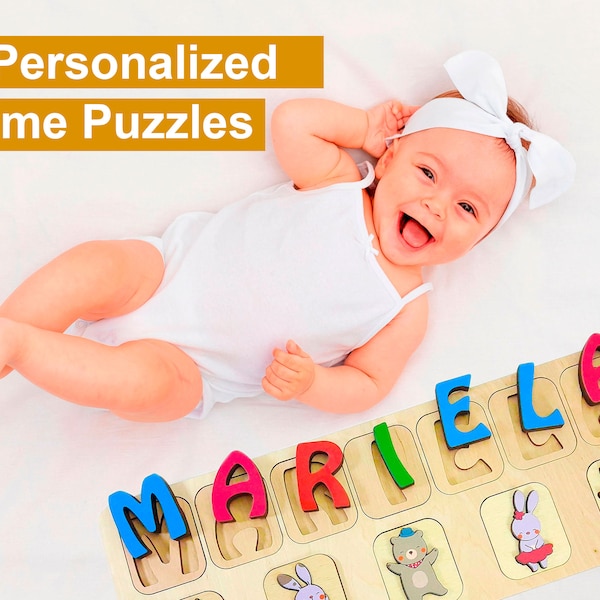 Name Puzzle Personalized Baby Newborn Gift Montessori Toys Wooden Puzzle for Boy, Girl Baby Gift Custom Name Busy Board, Gift for Kids