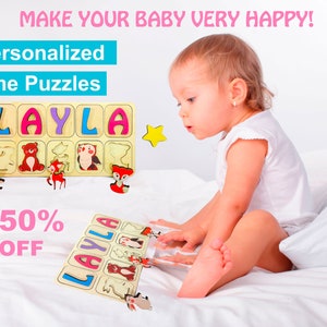 Name Puzzle Personalized Baby Newborn Gift Montessori Toys Wooden Puzzle for Boy, Girl Baby Gift Custom Name Busy Board, Gift for Kids