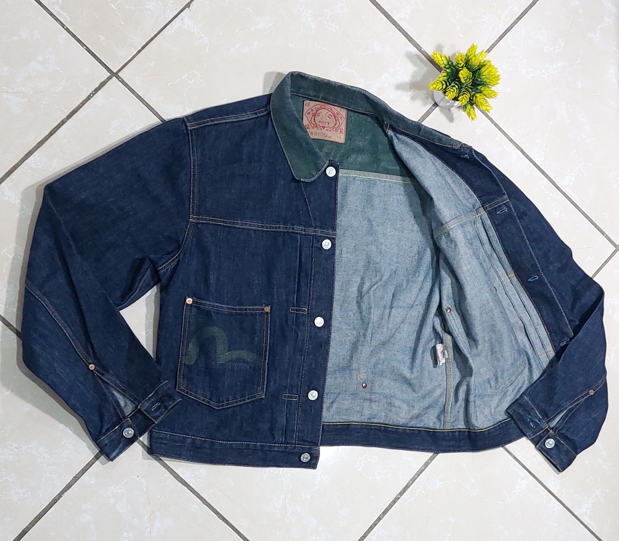 EVISU SEAGULL Denim Jacket Hand Painted 