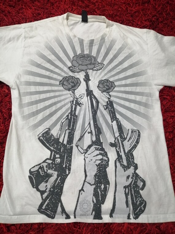 Vintage OBEY Guns and Flowers Graphic T 