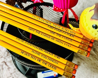 Star Wars Engraved Pencils: Gold Foil Quote Set - Gift for Fan