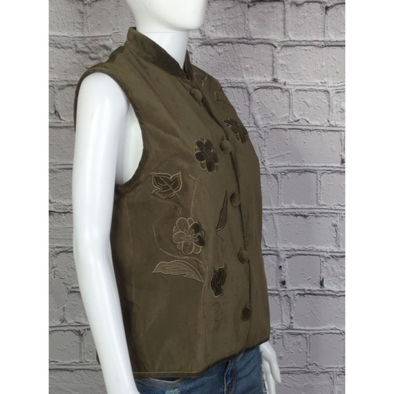 Vtg Jessica Holbrook button Vest Quilted  Floral … - image 3