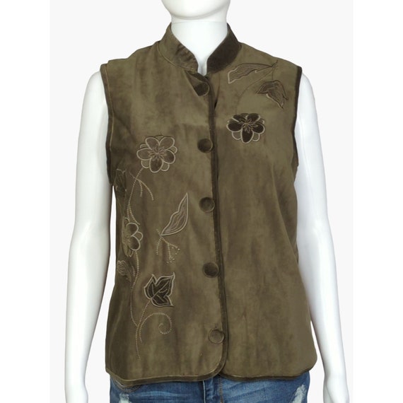 Vtg Jessica Holbrook button Vest Quilted  Floral … - image 1