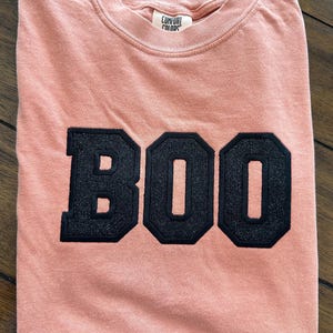 Glitter BOO Halloween Custom colors embroidered Tee shirt.