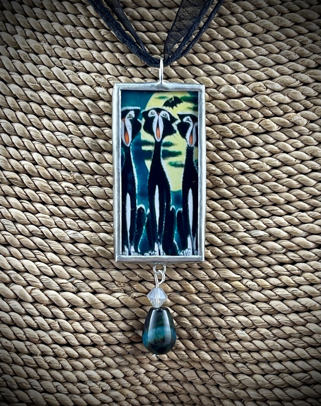 Clearance Retro Halloween Cat Soldered Pendant, Skeleton Ghost Pendant ...