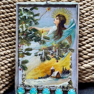 Christbaumschmuck, Weihnachtsengel Ornament, gelötet, Geschenk für Sie, Engel, Vintage Postkarte Ornament, Weihnachtsschmuck