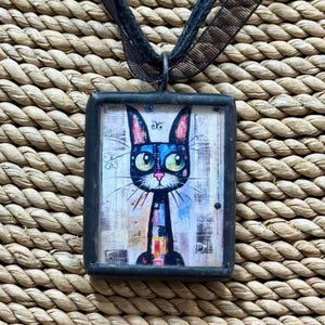 Cat Solder Pendant, Artsy Cat Pendant, Cat Art Pendant, Cat Pendant, Abstract Cat Pendant, Gift for Her, Jewelry, Reversible Pendant