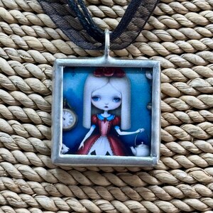 Alice in Wonderland Soldered Pendant, Alice in Wonderland Jewelry, Alice Pendant, Queen of Hearts, Reversible Pendant, Pendant, Necklace