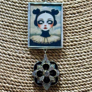 Whimsical Halloween Soldered Pendant, Halloween Clown Pendant, Halloween Pendant, Clown Pendant, Gift for Her, Reversible Pendant