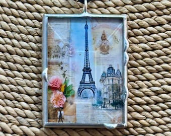 Eiffelturm Gelöteter Anhänger, Paris Frankreich Anhänger, Eiffelturm, Paris Souvenir, Gelöteter Schmuck, Reversible Anhänger, Anhänger, Halskette