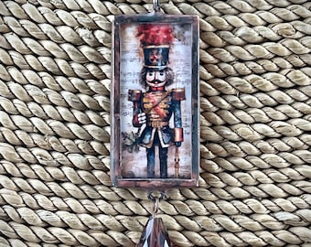 Whimsical Nutcracker Pendant, Nutcracker Solder Christmas Jewelry, Nutcracker Soldier Jewelry, Nutcracker, Gift for Her, Reversible Pendant