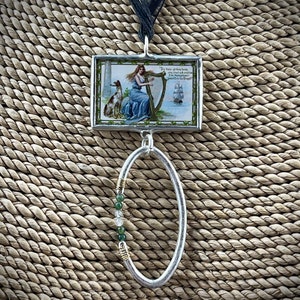 Pingente soldado St Patricks, pingente de trevo irlandês, pingente de cachorro Wolfhound irlandês, joias soldadas, pingente reversível, pingente, colar