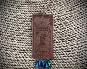 Colar de cobre Vênus, feito à mão, estampado, gravado e pátina, joias de cobre, colar de princesa, como você deseja, presente para ela, joias de cobre