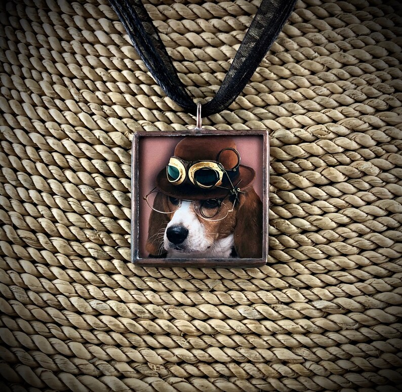 Gift for Her Dog Soldered Jewelry Pendant Steampunk Dog Soldered Pendant Necklace Reversible Pendant Animal Jewelry Steampunk Jewelry